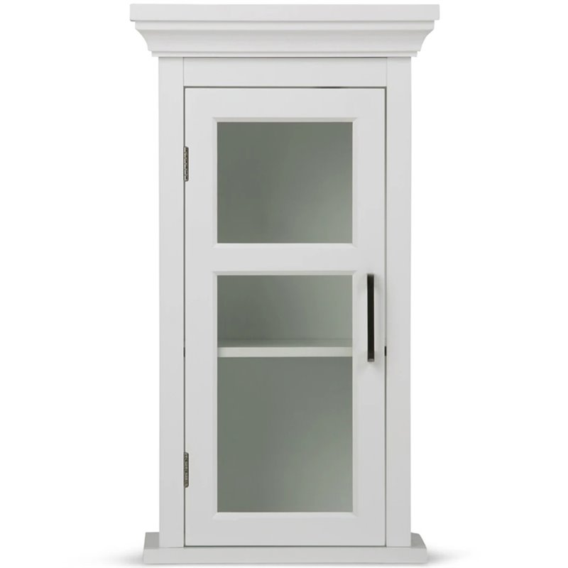 Pemberly Row Wooden Medicine Cabinet with Single Door in Pure White
