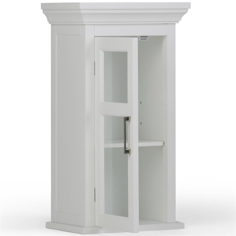 Pemberly Row Wooden Medicine Cabinet with Single Door in Pure White