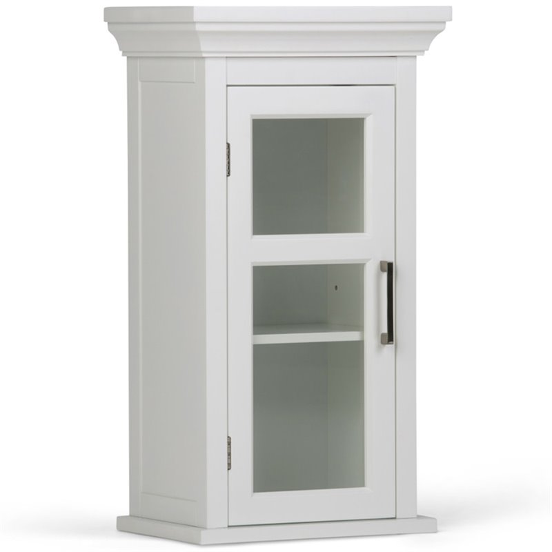 Pemberly Row Wooden Medicine Cabinet with Single Door in Pure White