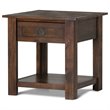 Pemberly Row End Table in Distressed Charcoal Brown Solid Acacia Wood