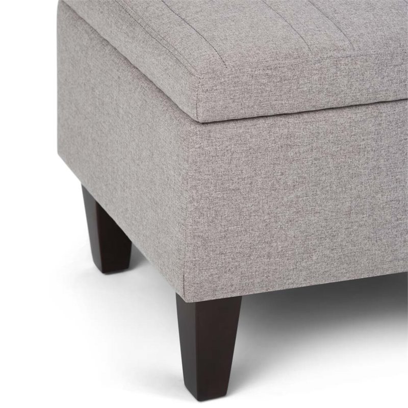 Pemberly Row 48 Inch Rectangle Storage Ottoman in Cloud Gray Linen Look