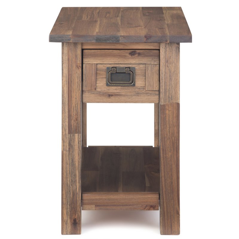 Pemberly Row Narrow Side Table Solid Acacia Wood in Rustic Natural Aged Brown