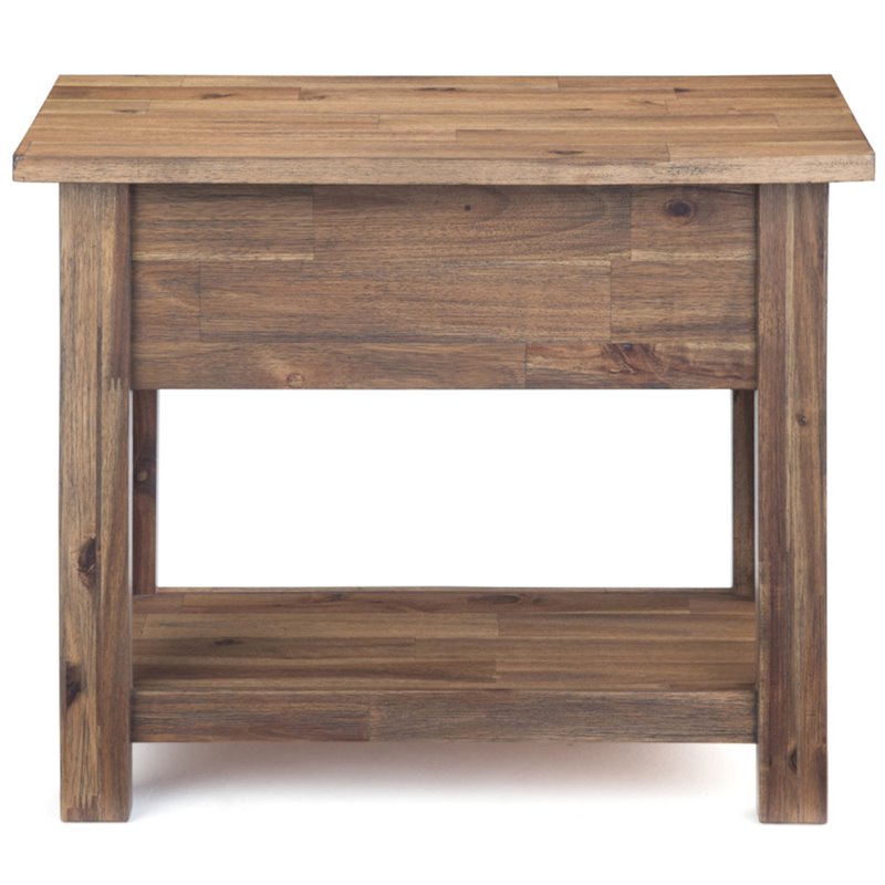 Pemberly Row Narrow Side Table Solid Acacia Wood in Rustic Natural Aged Brown