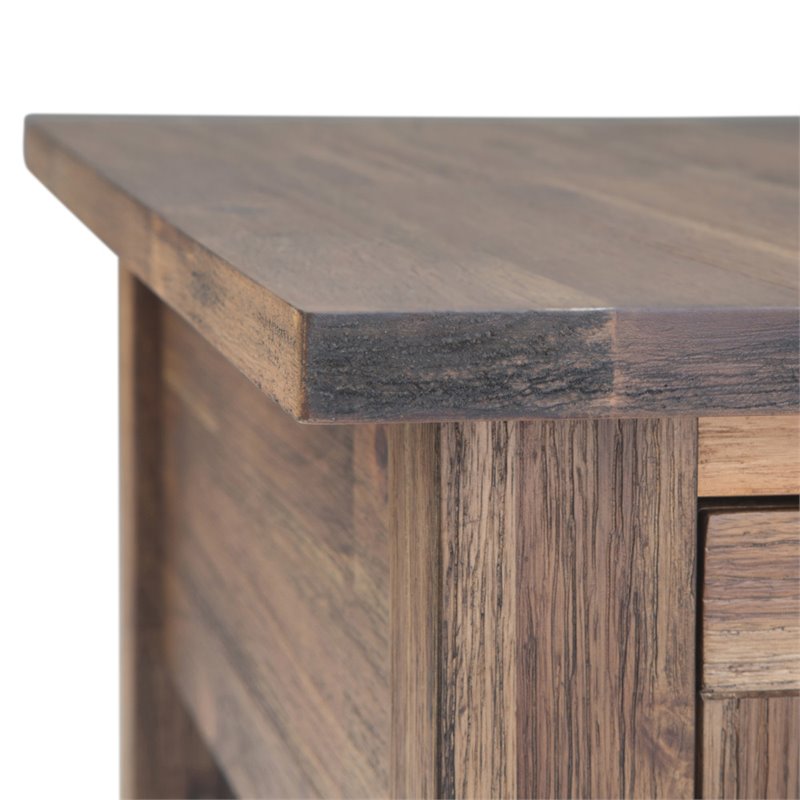 Pemberly Row Narrow Side Table Solid Acacia Wood in Rustic Natural Aged Brown