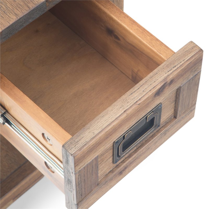 Pemberly Row Narrow Side Table Solid Acacia Wood in Rustic Natural Aged Brown