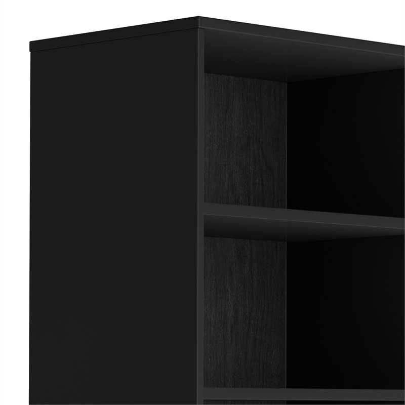 Pemberly Row 60 in Mid-Century Bookcase with Storage in Black Finish