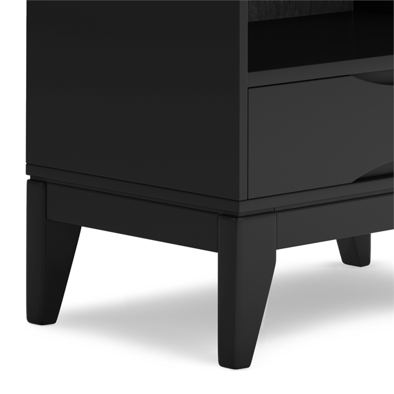 Pemberly Row 60 in Mid-Century Bookcase with Storage in Black Finish