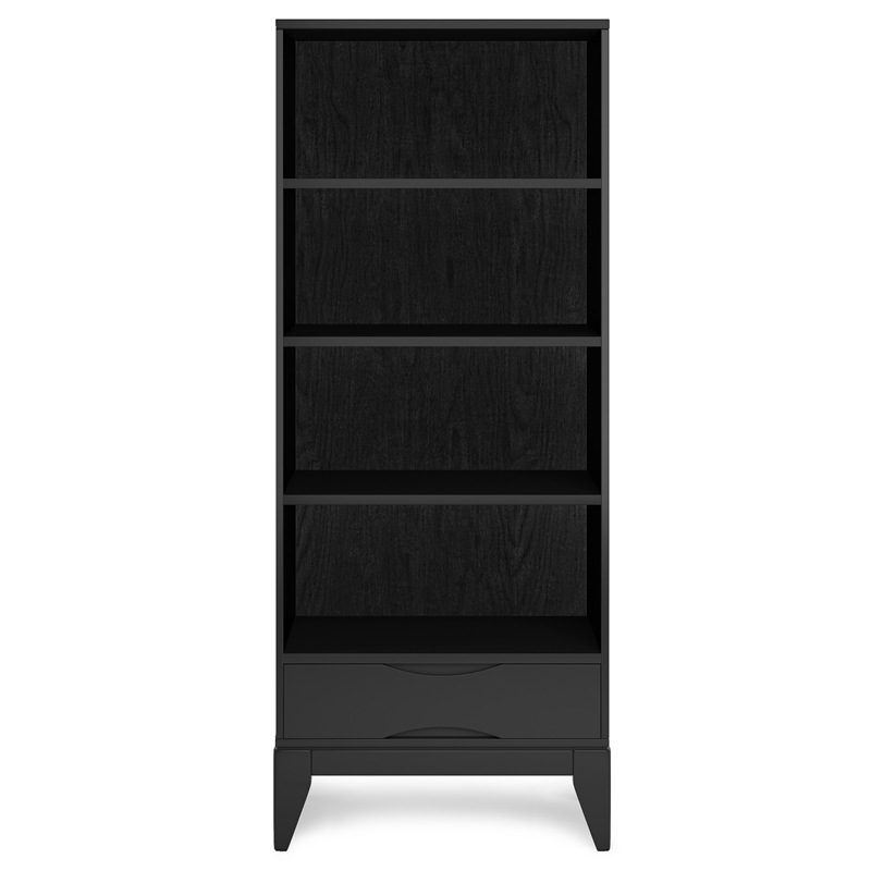 Pemberly Row 60 in Mid-Century Bookcase with Storage in Black Finish