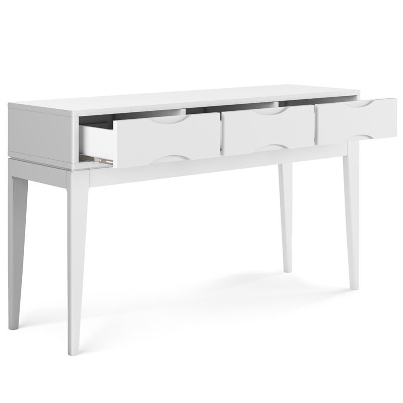 Pemberly Row 54 in Mid-Century Console Sofa Table in White Finish