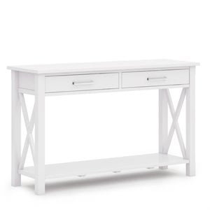 Pemberly Row 47&quot Solid Wood Console Table in White with Drawers