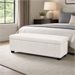 Pemberly Row Solid Wood Ottoman Bench with Boucle Upholstery in Ivory