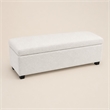 Pemberly Row Solid Wood Ottoman Bench with Boucle Upholstery in Ivory