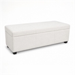Pemberly Row Solid Wood Ottoman Bench in Alabaster Ivory Polyester Blend