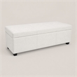 Pemberly Row Solid Wood Ottoman Bench in Alabaster Ivory Polyester Blend