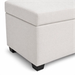 Pemberly Row Solid Wood Ottoman Bench in Alabaster Ivory Polyester Blend