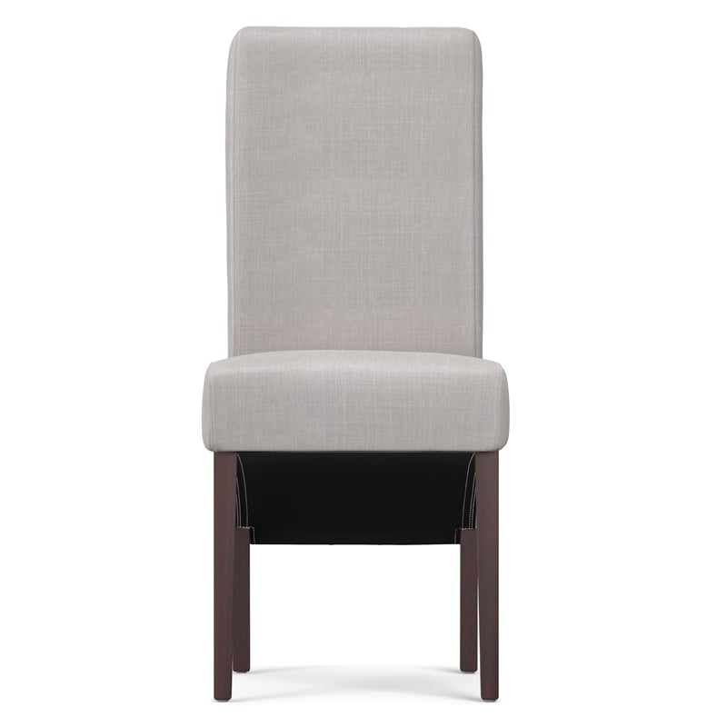 Pemberly Row Parson Dining Chair Set of 2 in Light Beige Linen Look Fabric
