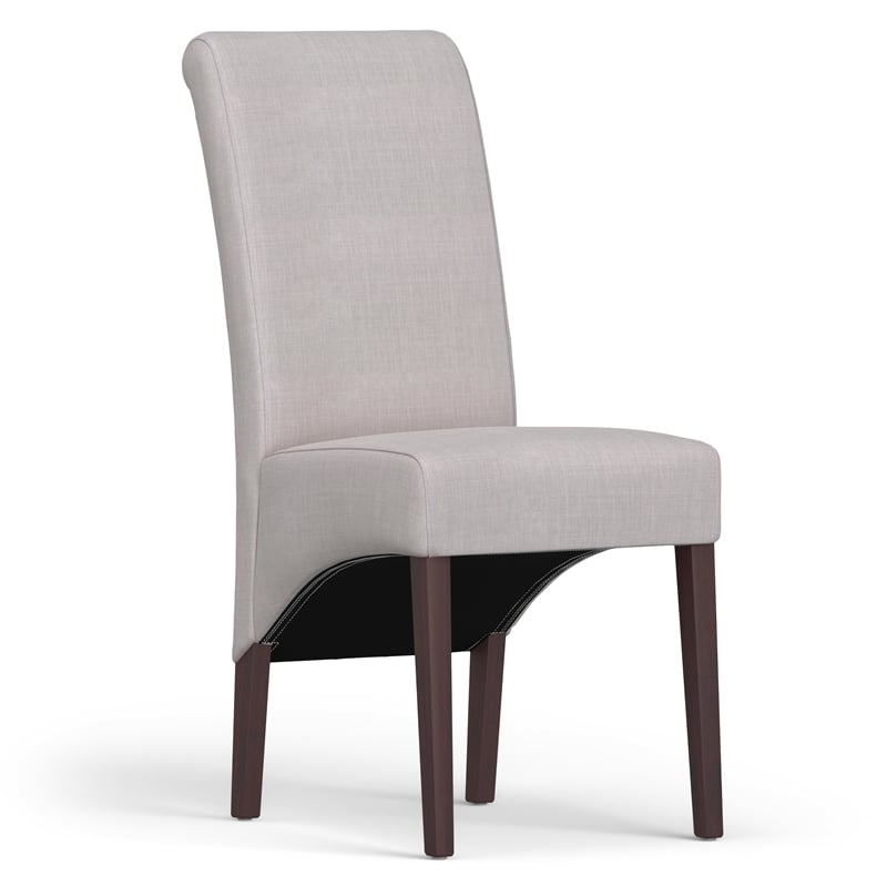 Pemberly Row Parson Dining Chair Set of 2 in Light Beige Linen Look Fabric