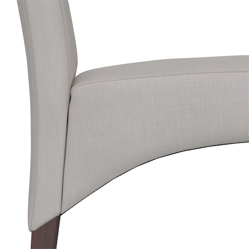 Pemberly Row Parson Dining Chair Set of 2 in Light Beige Linen Look Fabric