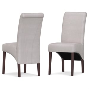Pemberly Row Parson Dining Chair Set of 2 in Light Beige Linen Look Fabric