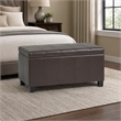 Pemberly Row Faux Leather Storage Bench in Chocolate Brown