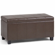 Pemberly Row Faux Leather Storage Bench in Chocolate Brown