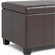 Pemberly Row Faux Leather Storage Bench in Chocolate Brown