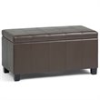 Pemberly Row Faux Leather Storage Bench in Chocolate Brown