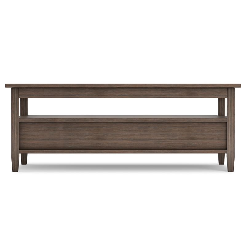 Pemberly Row 48-Inch Wide Solid Wood Coffee Table in Farmhouse Brown