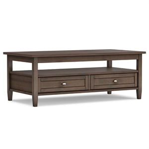 Pemberly Row 48-Inch Wide Solid Wood Coffee Table in Farmhouse Brown