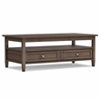 Pemberly Row 48-Inch Wide Solid Wood Coffee Table in Farmhouse Brown
