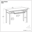Pemberly Row 48-Inch Solid Wood Transitional Desk in Russet Brown