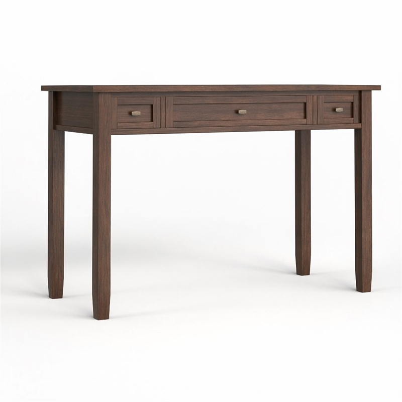 Pemberly Row 48-Inch Solid Wood Transitional Desk in Russet Brown