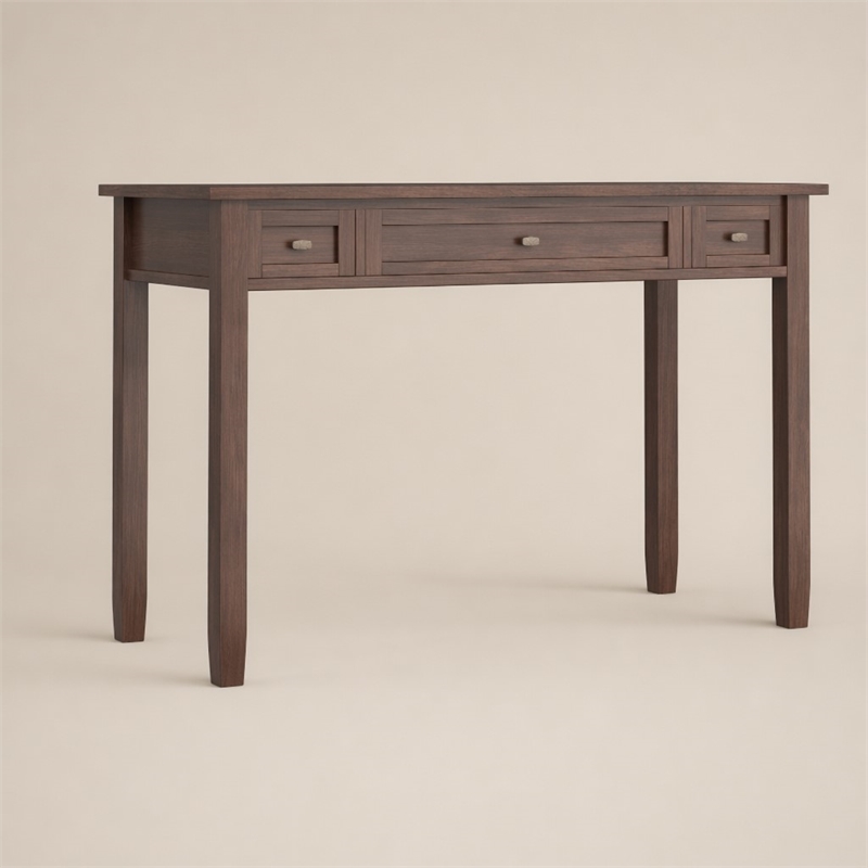Pemberly Row 48-Inch Solid Wood Transitional Desk in Russet Brown