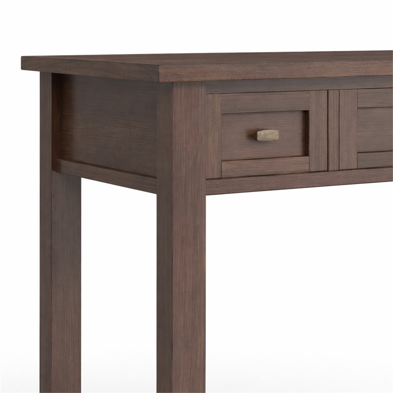 Pemberly Row 48-Inch Solid Wood Transitional Desk in Russet Brown