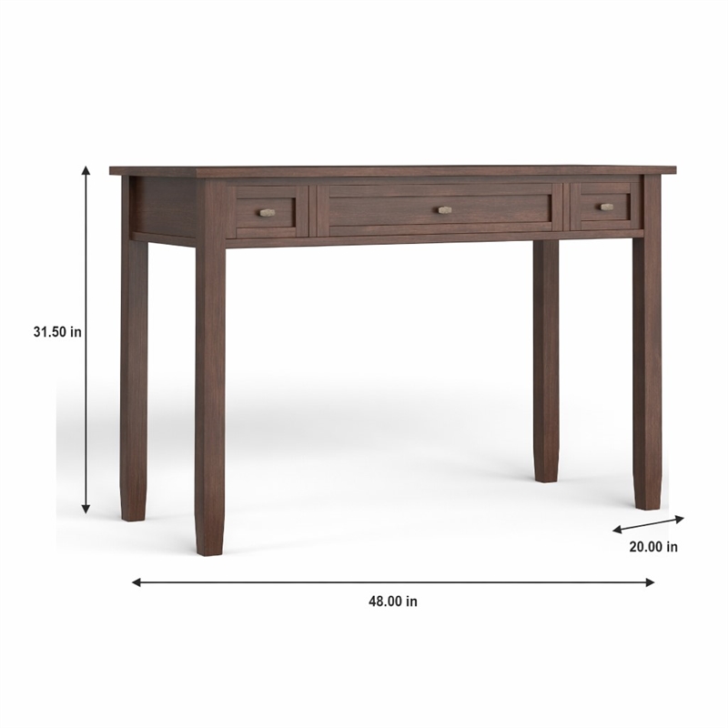 Pemberly Row 48-Inch Solid Wood Transitional Desk in Russet Brown