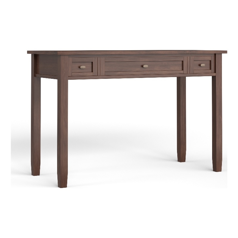 Pemberly Row 48-Inch Solid Wood Transitional Desk in Russet Brown