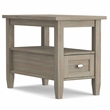 Pemberly Row Solid Wood Narrow Side Table with Drawer in Distressed Grey