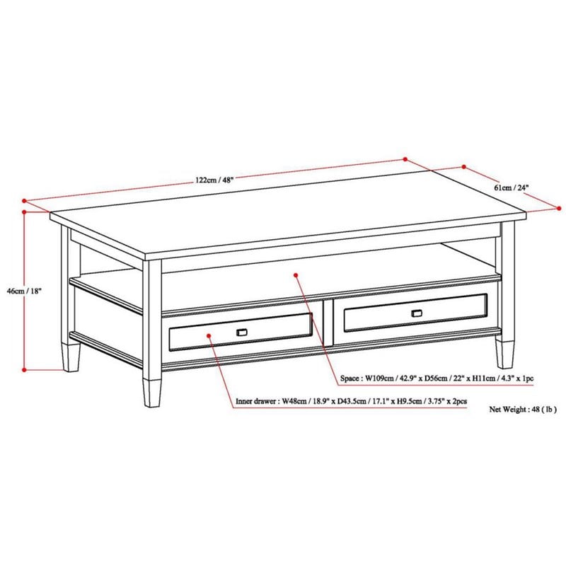 Pemberly Row Solid Wood 48