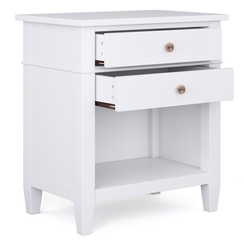 Pemberly Row Transitional Wood Bedside Nightstand Table in White