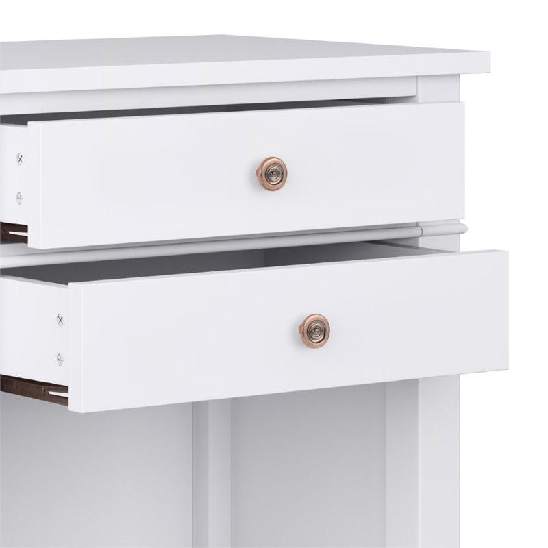 Pemberly Row Transitional Wood Bedside Nightstand Table in White