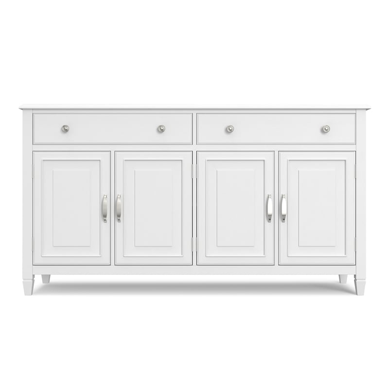Pemberly Row Solid Wood Wide Sideboard Buffet Cabinet in White