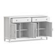 Pemberly Row Solid Wood Wide Sideboard Buffet Cabinet in White