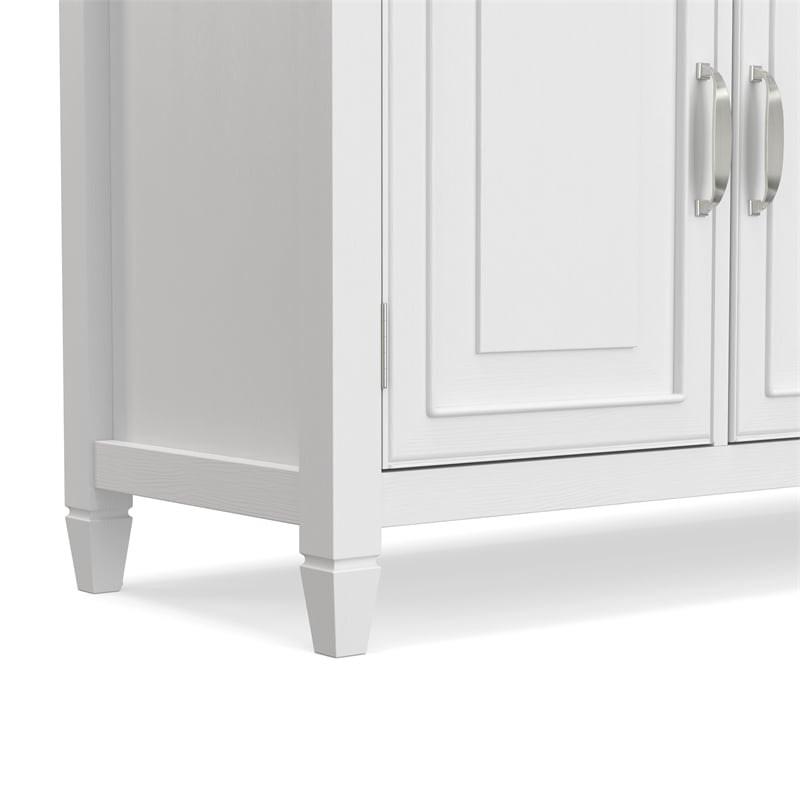 Pemberly Row Solid Wood Wide Sideboard Buffet Cabinet in White