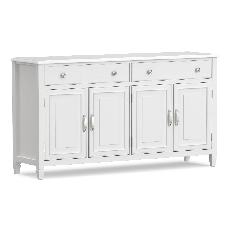 Pemberly Row Solid Wood Wide Sideboard Buffet Cabinet in White