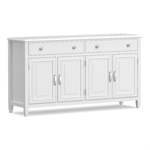 Pemberly Row Solid Wood Wide Sideboard Buffet Cabinet in White