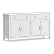 Pemberly Row Solid Wood Wide Sideboard Buffet Cabinet in White