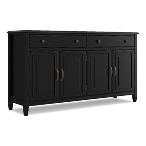 Pemberly Row Solid Wood 67 Inch Sideboard Buffet Cabinet in Black