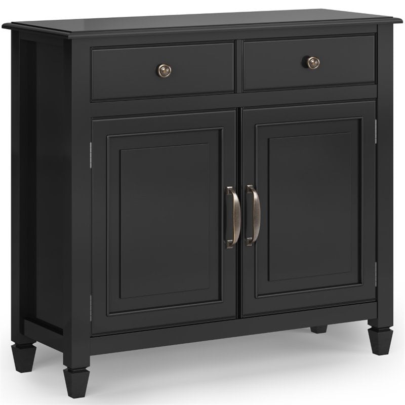Pemberly Row 40 Inch Solid Wood Entryway Cabinet in Black