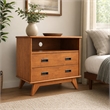 Pemberly Row Mid Century Bedside Table with Drawers in Teak Brown
