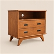 Pemberly Row Mid Century Bedside Table with Drawers in Teak Brown